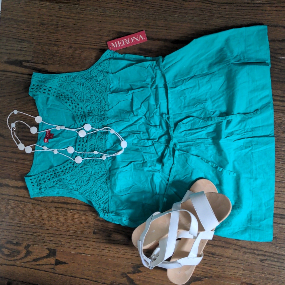 NWT Cotton Lace Necked Top